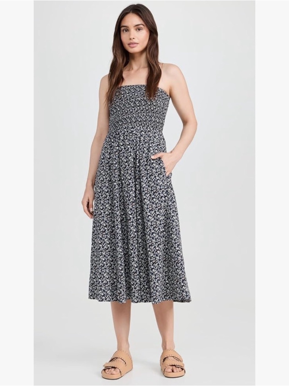 VERONICA BEARD Cornelia strapless smocked floral-print cotton midi dress XS